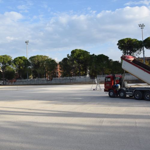 Impianto sportivo stadio della vittoria Lavori in corso INVENI SRL impresa edile a Montefano in provincia di Macerata e in tutto il Centro-Nord Italia per opere pubbliche
